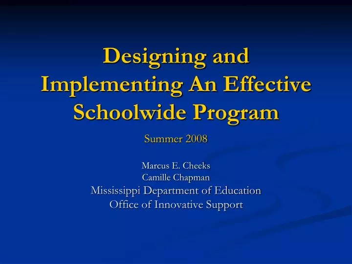 designing and implementing an effective schoolwide program