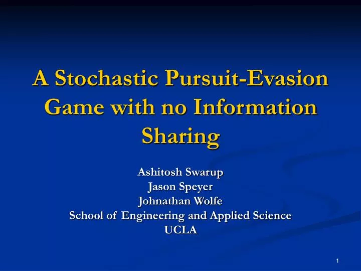 a stochastic pursuit evasion game with no information sharing