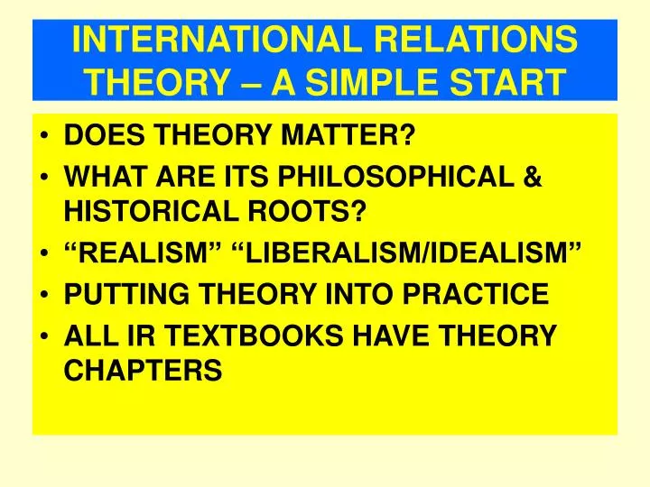 international relations theory a simple start