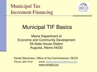Municipal Tax Increment Financing