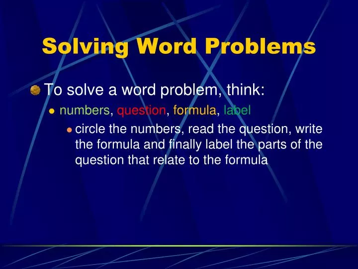 solving word problems