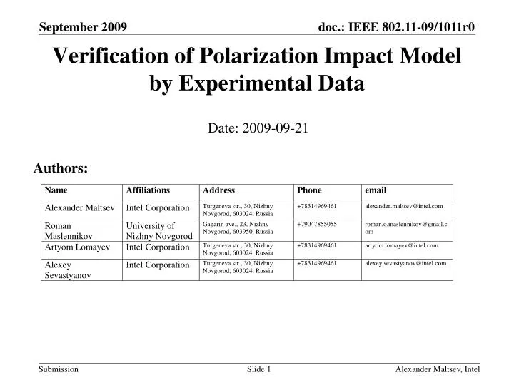 verification of polarization impact model by experimental data