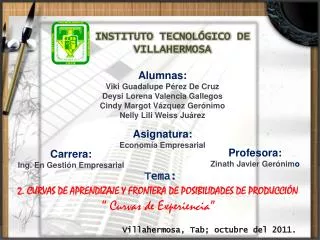 INSTITUTO TECNOLÓGICO DE VILLAHERMOSA