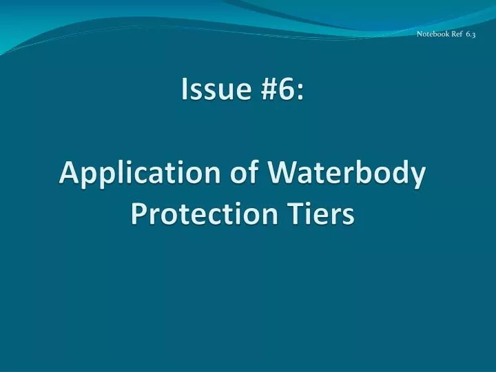 issue 6 application of waterbody protection tiers