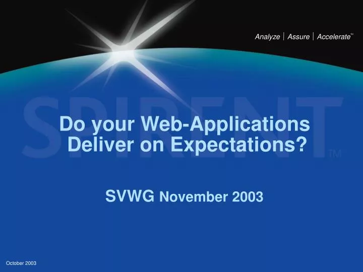 do your web applications deliver on expectations svwg november 2003