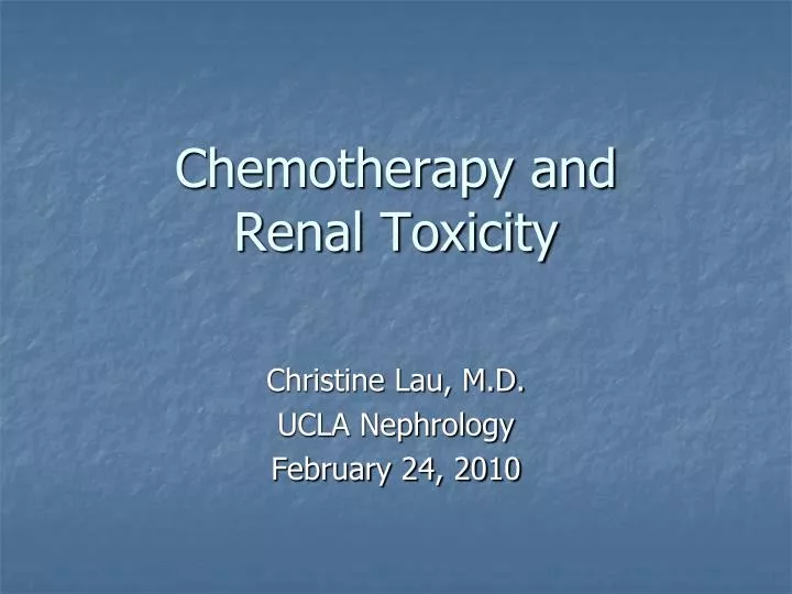 chemotherapy and renal toxicity