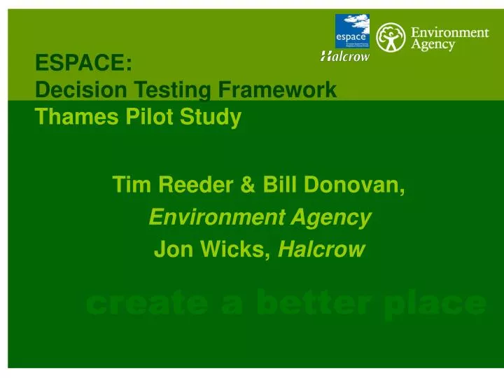 espace decision testing framework thames pilot study