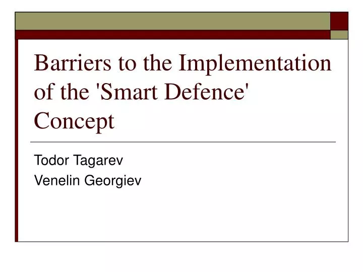 barriers to the implementation of the smart defence concept