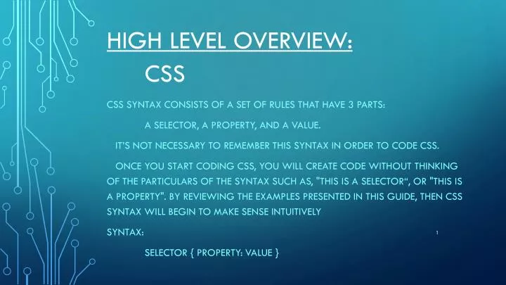 high level overview css