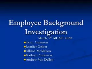 Employee Background Investigation