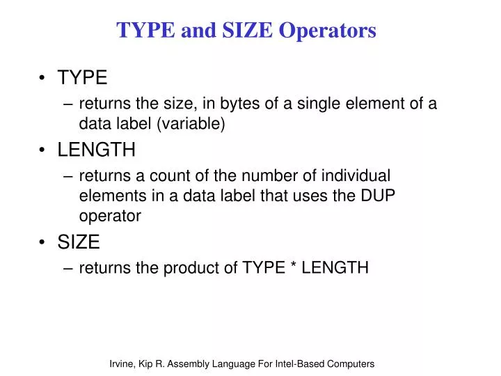 type and size operators