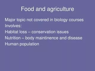 Food and agriculture