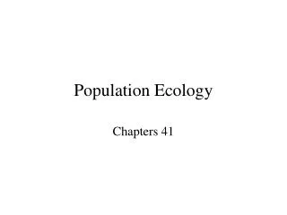 Population Ecology