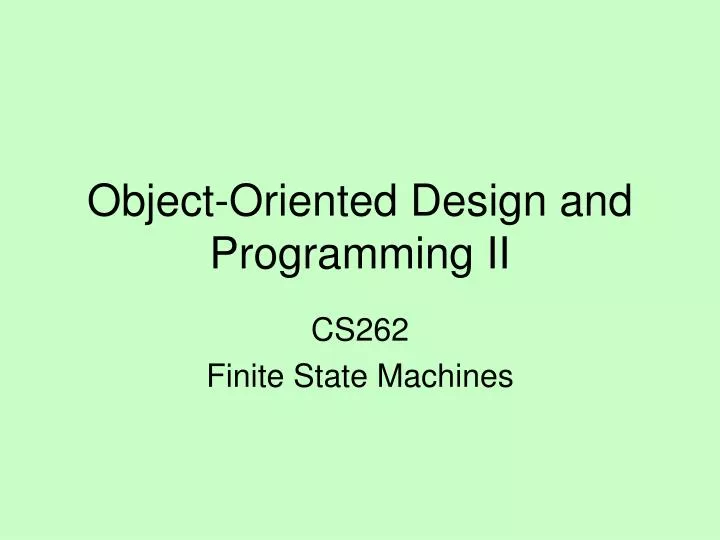 object oriented design and programming ii