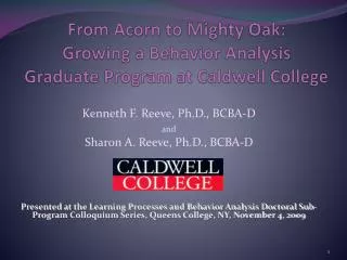 From Acorn to Mighty Oak: Growing a Behavior Analysis Graduate Program at Caldwell College