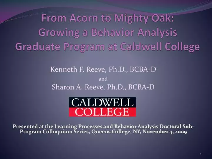 from acorn to mighty oak growing a behavior analysis graduate program at caldwell college