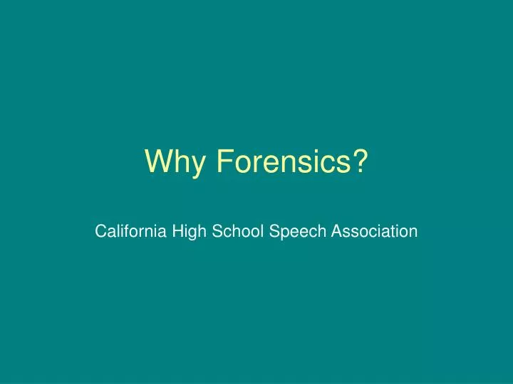 why forensics