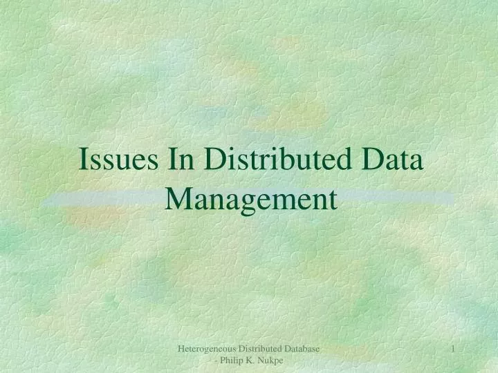 issues in distributed data management