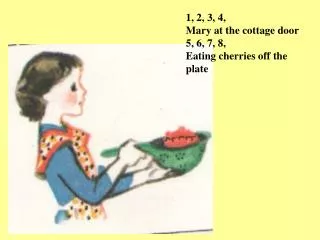 1, 2, 3, 4, Mary at the cottage door 5, 6, 7, 8, Eating cherries off the plate