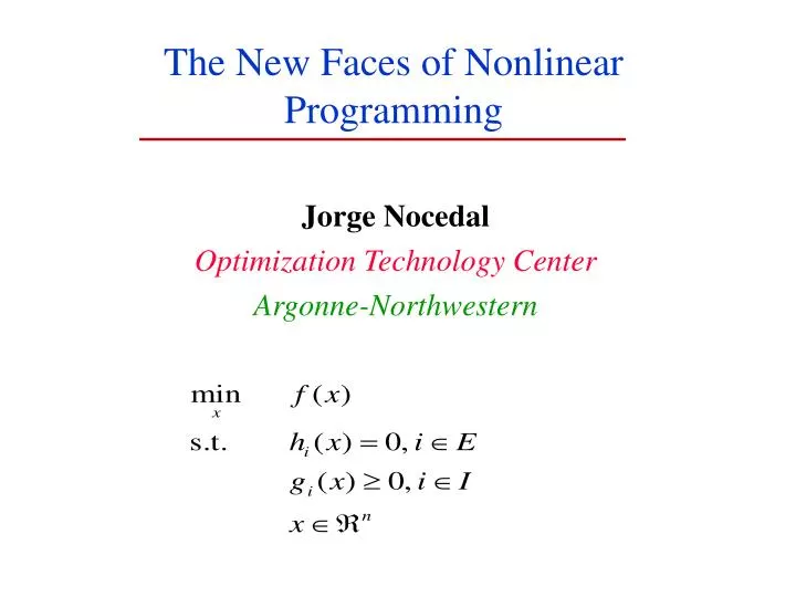 the new faces of nonlinear programming