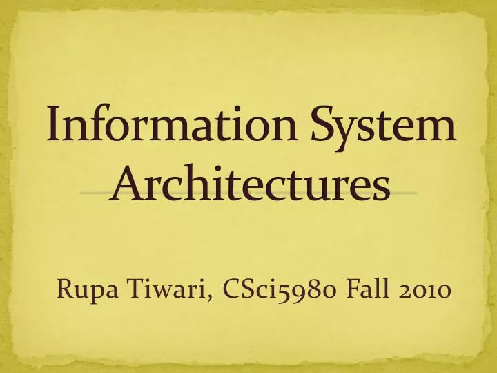 information system architectures