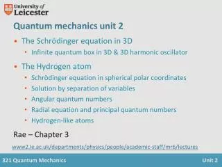 Quantum mechanics unit 2