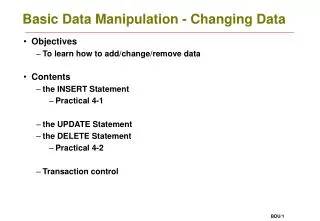 Basic Data Manipulation - Changing Data