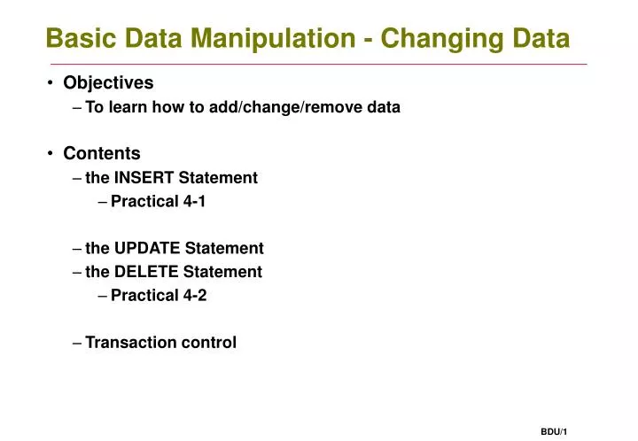 basic data manipulation changing data