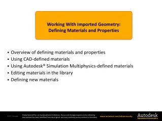 Working With Imported Geometry: Defining Materials and Properties