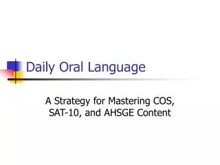 Daily Oral Language
