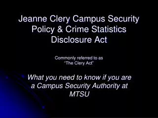 What you need to know if you are a Campus Security Authority at MTSU