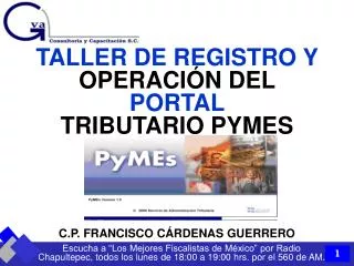 TALLER DE REGISTRO Y OPERACIÓN DEL PORTAL TRIBUTARIO PYMES