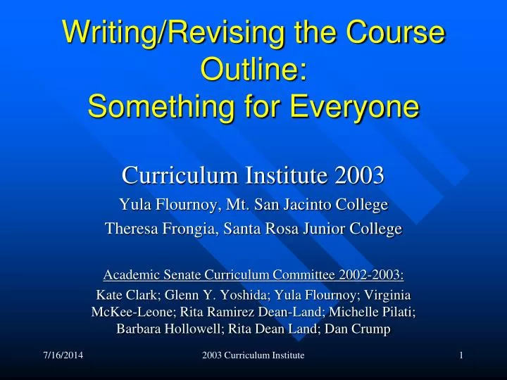 writing revising the course outline something for everyone