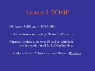 Lecture 5: TCP/IP