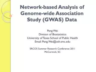 Network-based Analysis of Genome-wide Association Study (GWAS) Data