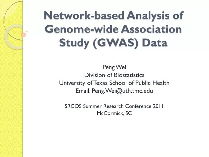network based analysis of genome wide association study gwas data