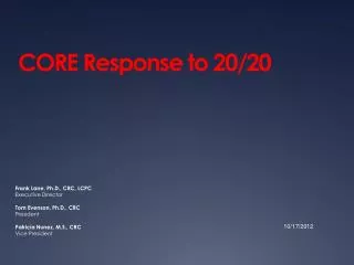 CORE Response to 20/20