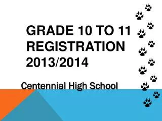 Grade 10 to 11 Registration 2013/2014