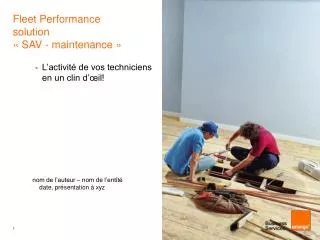 Fleet Performance solution « SAV - maintenance »