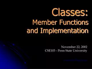 Classes: Member Functions and Implementation