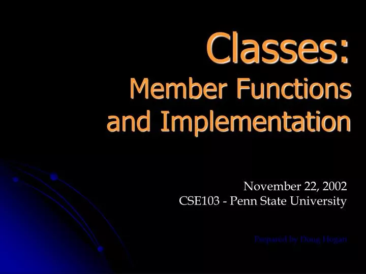 classes member functions and implementation