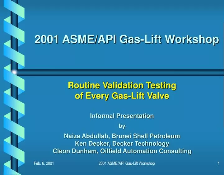 2001 asme api gas lift workshop