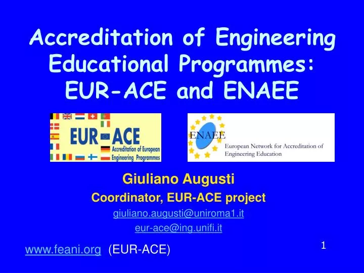 accreditation of engineering educational programmes eur ace and enaee