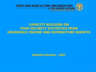 CAPACITY BUILDING ON FOOD SECURITY STATISTICS FROM HOUSEHOLD INCOME AND EXPENDITURE SURVEYS