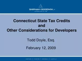 Connecticut State Tax Credits and Other Considerations for Developers