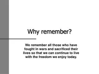 Why remember?