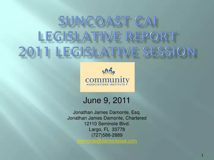 suncoast cai legislative report 2011 legislative session