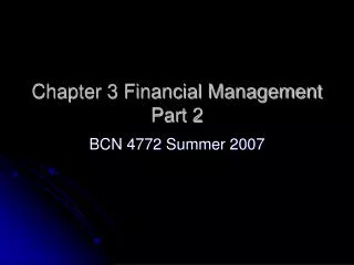 Chapter 3 Financial Management Part 2