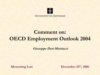 Comment on: OECD Employment Outlook 2004