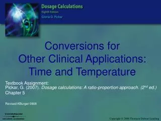 Conversions for Other Clinical Applications: Time and Temperature